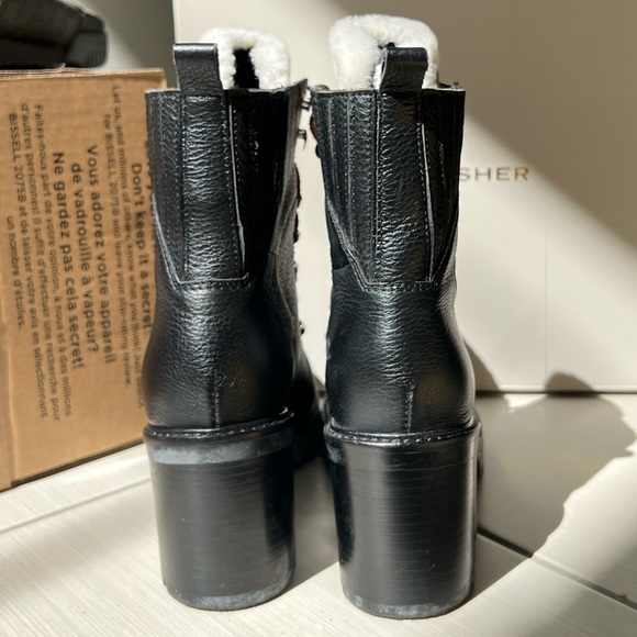 Marc Fisher heeled leather/sherpa boots - Picture 3 of 5